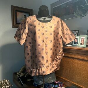 Scotch & Soda Brown Patterned Shirt with Ruffle Detail